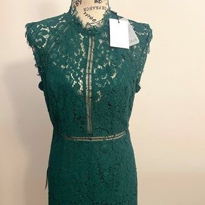 Dark green lace Bardot dress